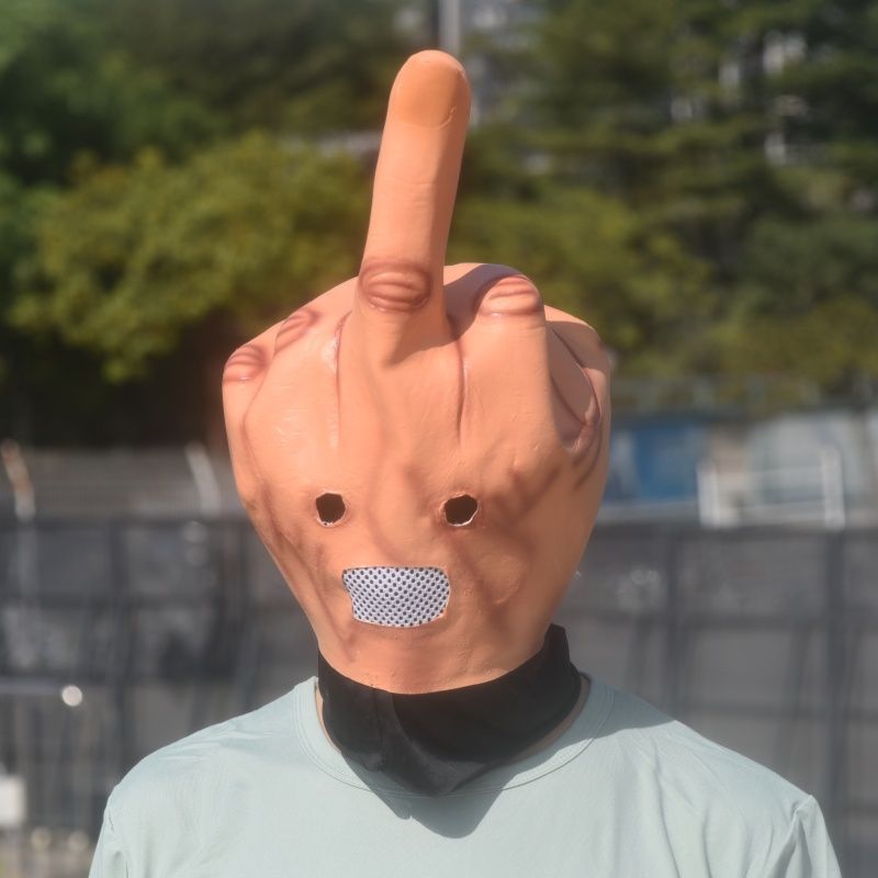 Anime Cosplay Jumpsuit - Máscara de látex con dedo medio,