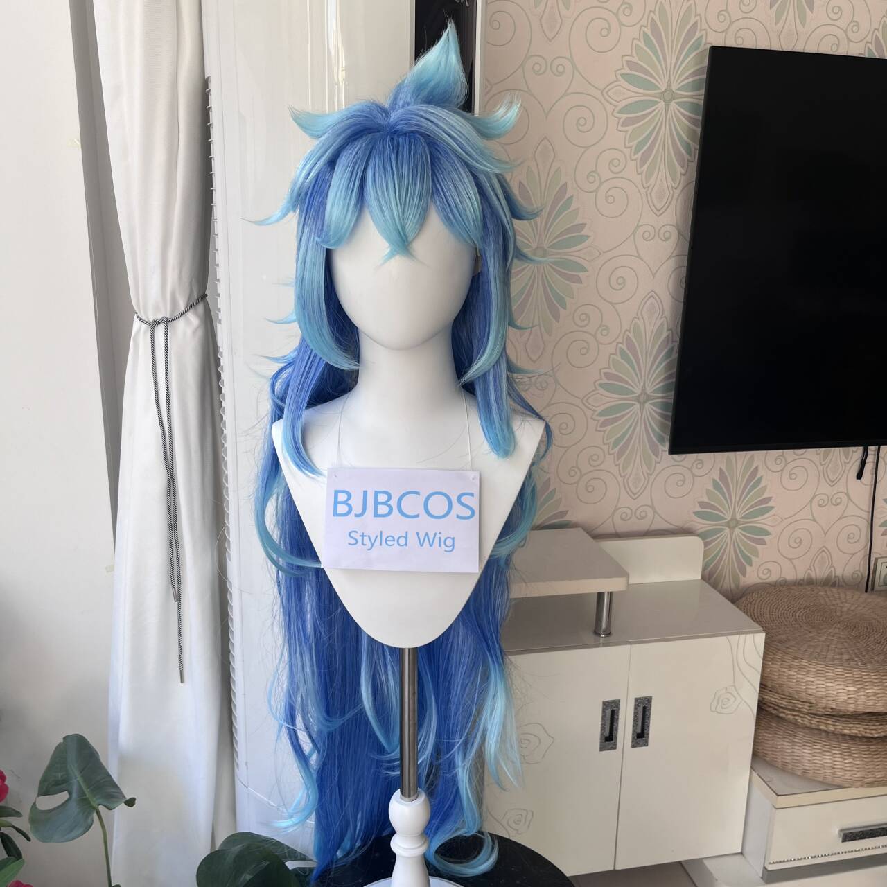 Peluca de Cosplay Idia, Peluca - Anime Cosplay Blue Hair reseña y precio