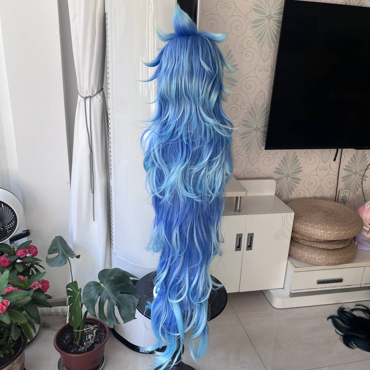 Peluca de Cosplay Idia, Peluca - Anime Cosplay Blue Hair reseña y precio